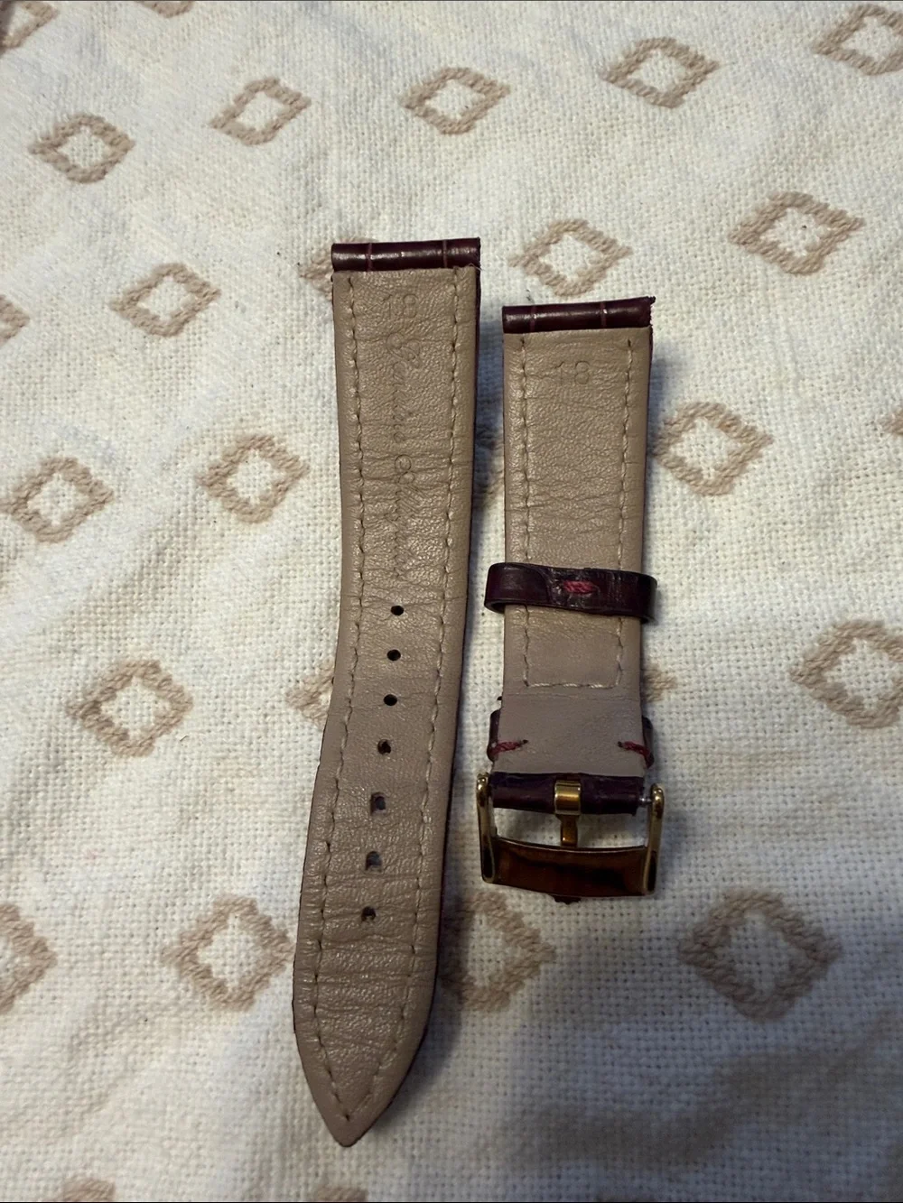 Rolex Burgundy Crocodile Leather Watch Strap with Gold Buckle